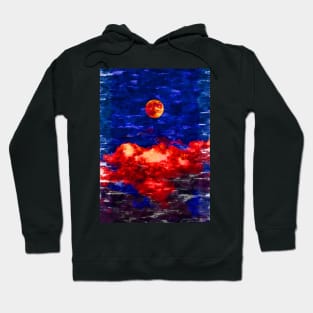 Super Bright Red Moon Cloudy Night. For Moon Lovers. Hoodie